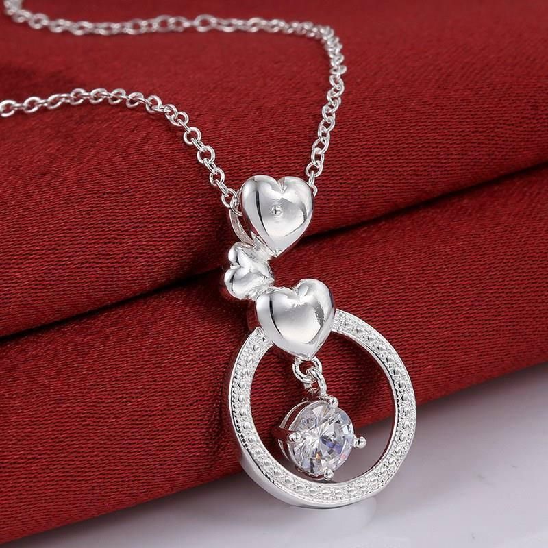 925 Sterling Silver Heart Pendant Necklace Cute Charms High Quality For Women Lady Wedding Jewelry Gifts