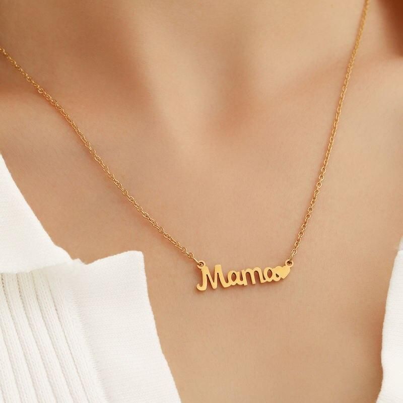 Stainless Steel Necklaces Mama Love Heart Letter Pendant Fashion Collar Chain Mother's Day Necklace For Women Jewelry Mama Gifts