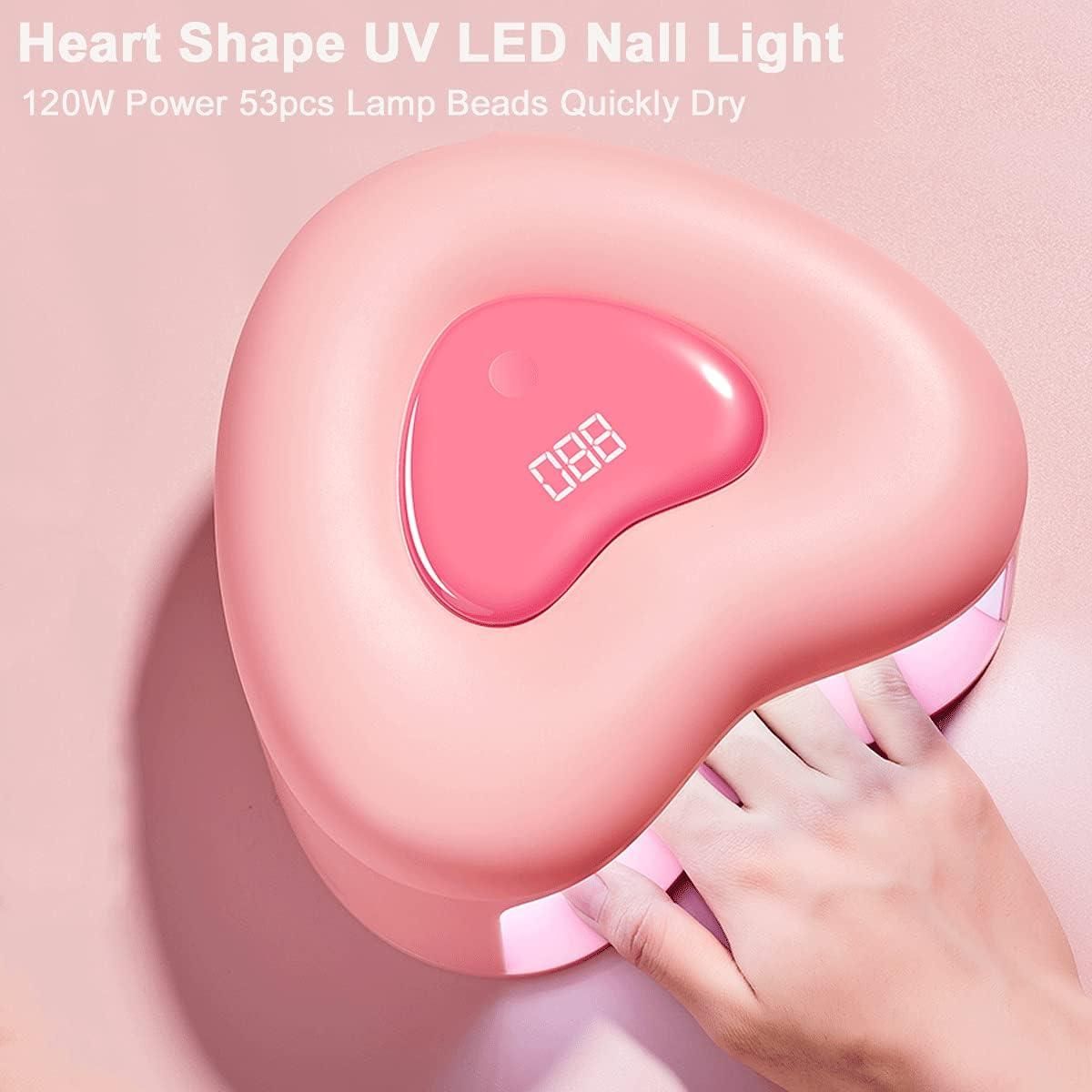 Drying Nails Lamp 280W Pink Heart Shaped UV LED Nail Lamp For Manicure Nail Dryer Machine Gel Nail Polish Auto Sensing Nail Tool