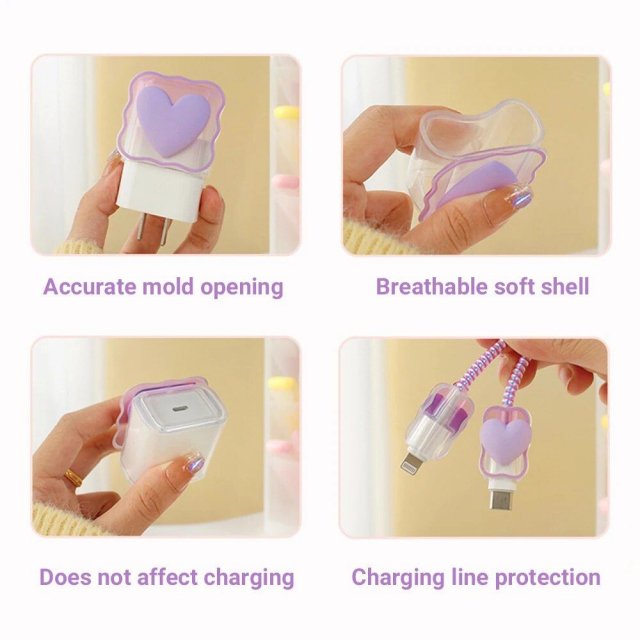 3D Love Heart Cable Protector & Organiser Kit for iPhone - Image 5