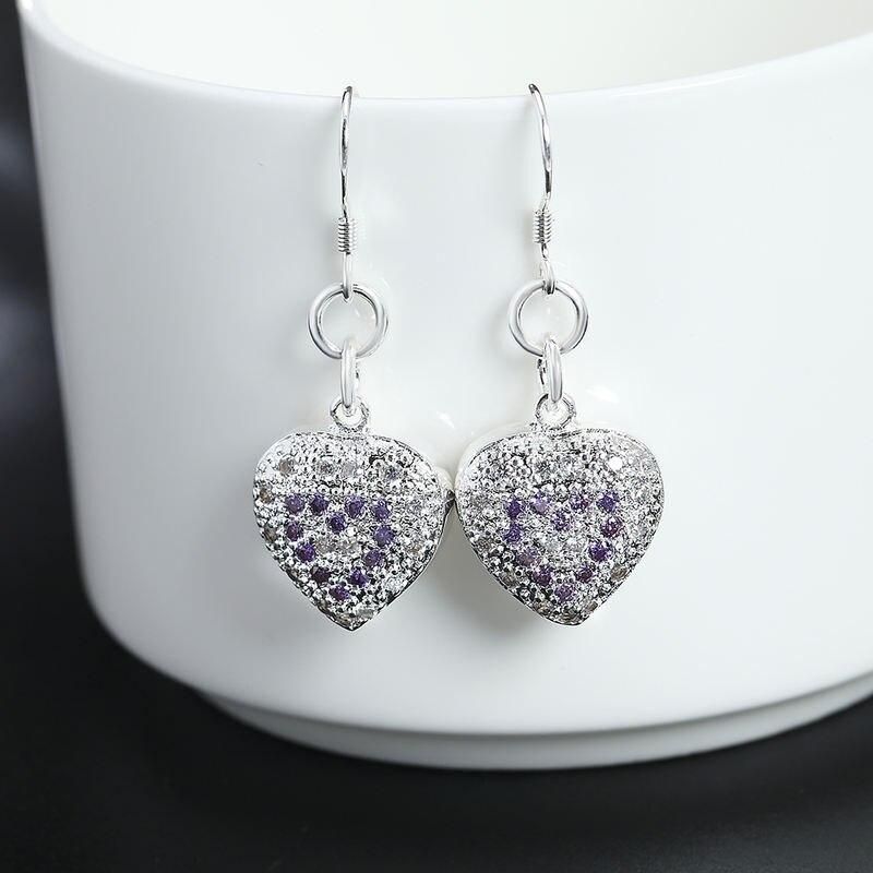 New 925 Sterling Silver color Earrings for Women fashion Jewelry Zircon Hollow heart earrings high quality Holiday Gifts