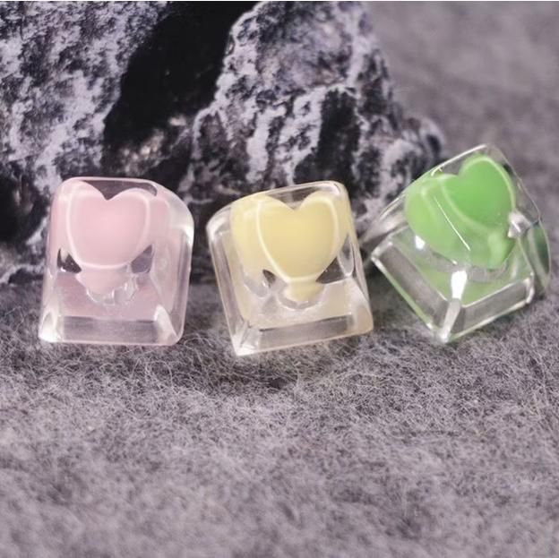 Transparent Resin Love Heart Keycap for Mechanical Gaming Keyboard Accessories Gadgets Special Deals