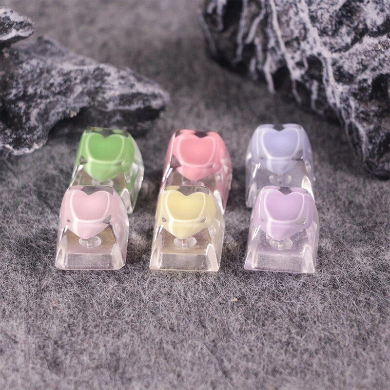 Transparent Resin Love Heart Keycap for Mechanical Gaming Keyboard Accessories Gadgets Special Deals