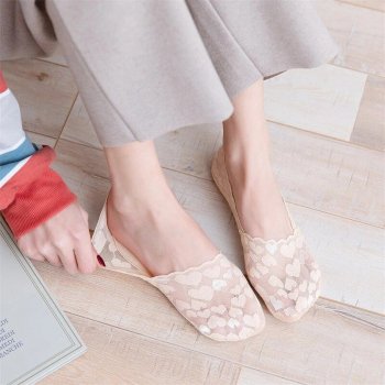 Summer Lace Heart Boat Socks: Non-Slip, Breathable & Stylish
