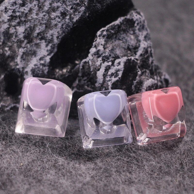 Transparent Resin Love Heart Keycap for Mechanical Gaming Keyboard Accessories Gadgets Special Deals