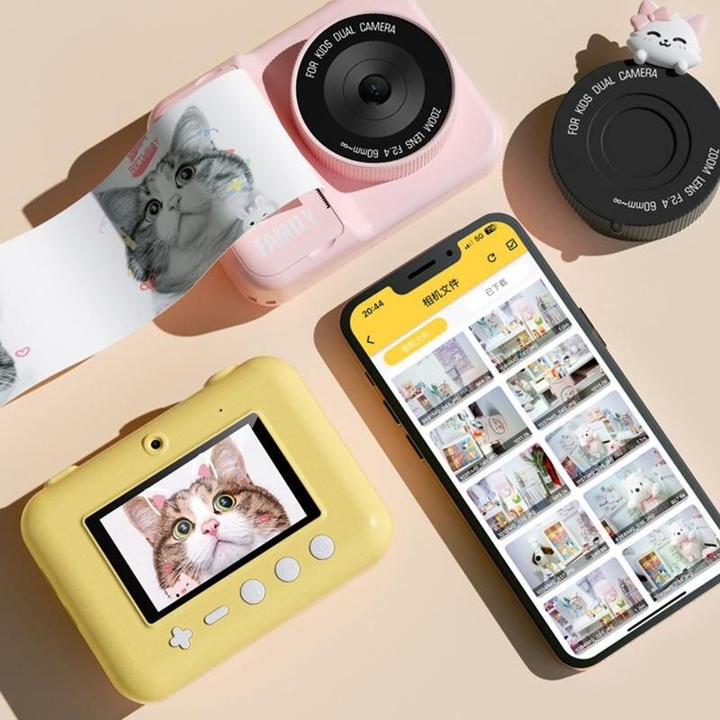 Kids Camera Instant Print 3.0 Inch Screen Mini Digital Camera Thermal Paper Instant Photo Printing Camera Children Birthday Gift