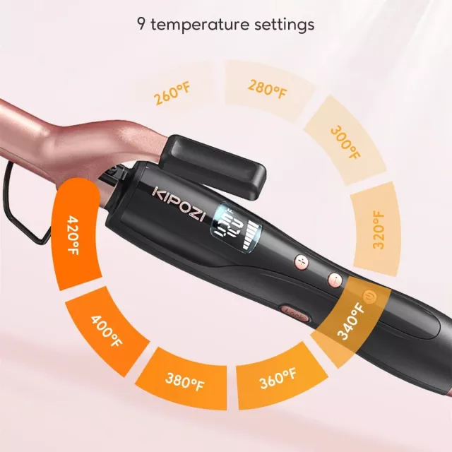 Professional Instant Heat Curling Iron with LCD Display & Auto Shut-Off