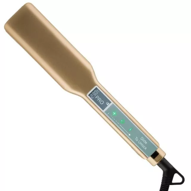 Gold Titanium Professional Flat Iron with Touch Screen & Wide Plates