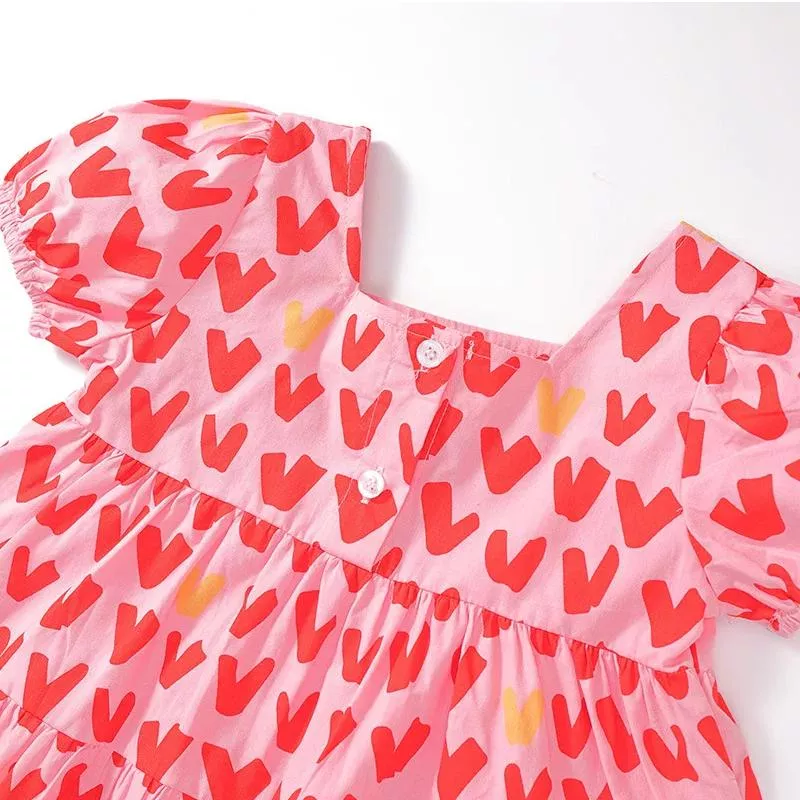 2-8T Todder Kid Baby Girl Heart Print Dress Summer Clothes Short Sleeve Cute Sweet Infant T Shirt Dress Elegant Cute Outfit 2-8T Todder Kid Baby Girl Heart Print Dress Summer Clothes Short Sleeve Cute Sweet Infant T Shirt Dress Elegant Cute Outfit