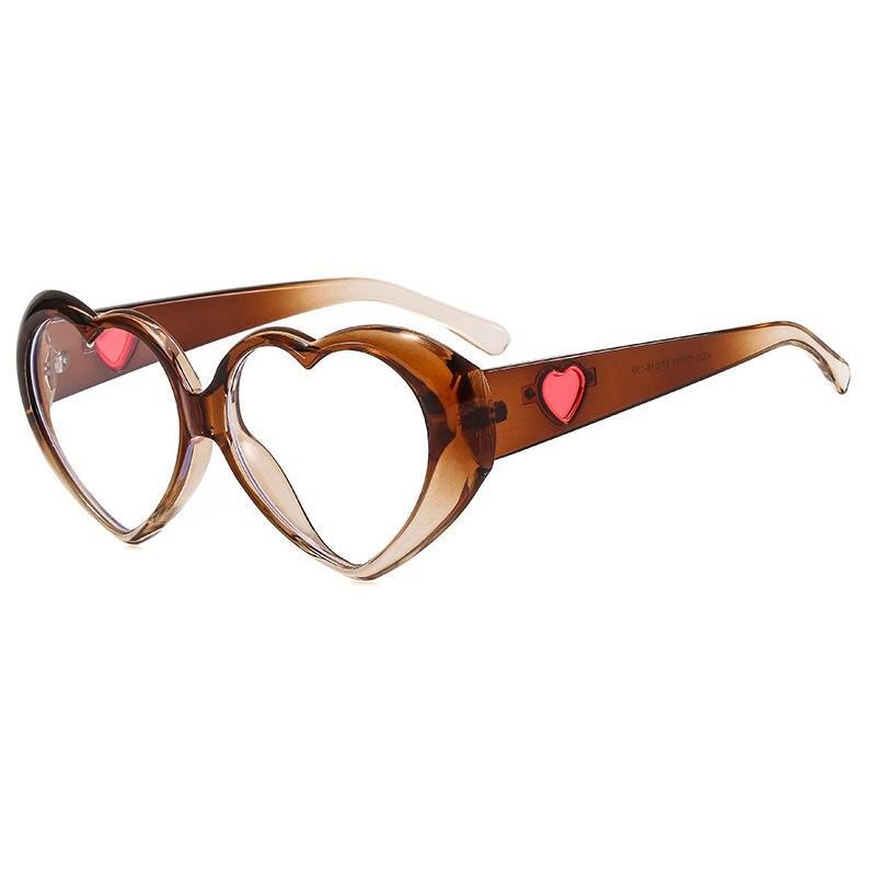 OEC CPO Fashion Heart Shaped Glasses Women Oversized Colorful Clear Lens Eyewear Frame Female Transparent Optical Glasses
