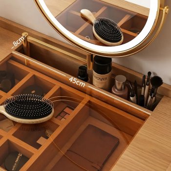 Modern Minimalist Wood Vanity Dressing Table with Mirror