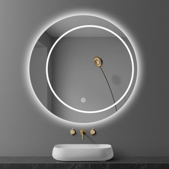 Round LED Smart Mirror with Defogging and Luminous Makeup Lamp