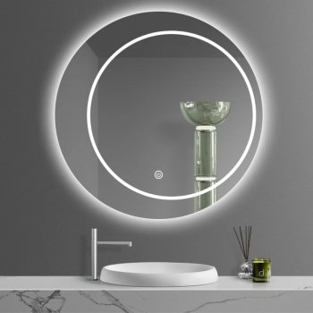 Round LED Smart Mirror with Defogging and Luminous Makeup Lamp