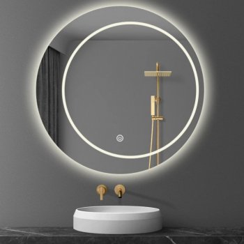 Round LED Smart Mirror with Defogging and Luminous Makeup Lamp