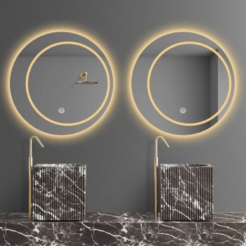 Round LED Smart Mirror with Defogging and Luminous Makeup Lamp