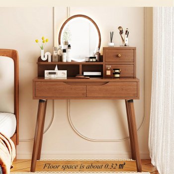 Modern Nordic Minimalist Dressing Table with Mirror – Elegant Home Makeup Station