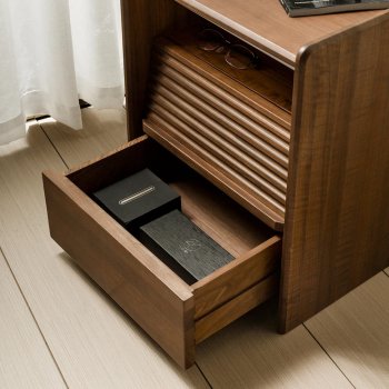 Elegant Black Walnut Bedside Table - Modern Morocco Style, Solid Wood Storage Solution