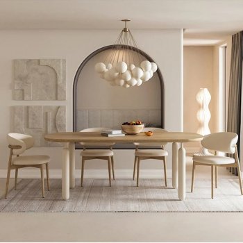 Elegant Oval Solid Wood Dining Table