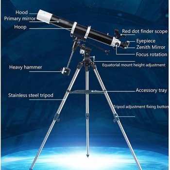 Deluxe 80DX Astronomical Telescope with EQ2 Mount & Steel Tripod - High Power Stargazing Scope