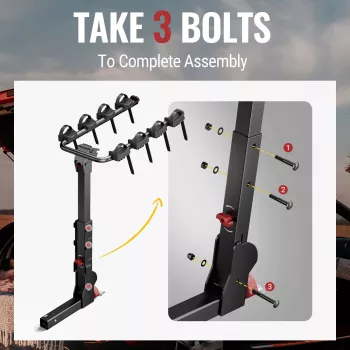 Heavy-Duty 4-Bike Hitch Mount Rack - Foldable & Lockable for SUVs and Trucks