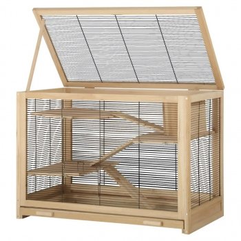 Deluxe Wooden Hamster & Small Pet Cage with Multi-Level Play Space