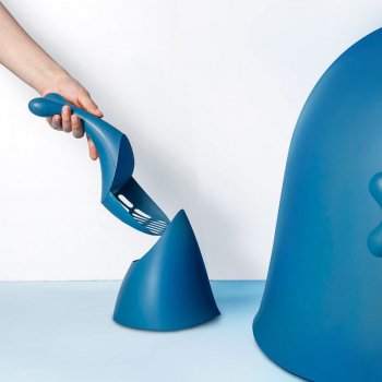 Luxurious Semi-Closed Oversized Cat Litter Box in Whale Blue