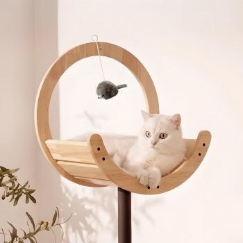 Deluxe Solid Wood Cat Climbing Tower & Scratching Post