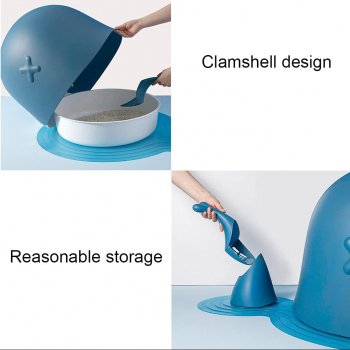 Luxurious Semi-Closed Oversized Cat Litter Box in Whale Blue