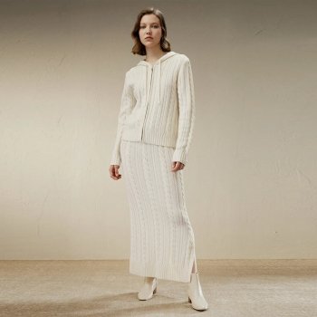 Elegant Wool-Cashmere Maxi Skirt with Side Slit