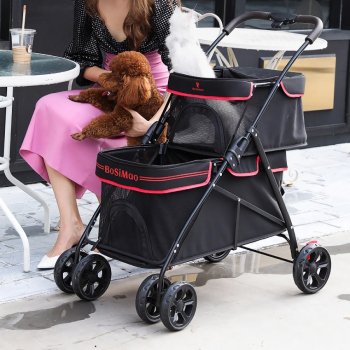 Deluxe Dual-Layer Pet Stroller for Cats and Dogs