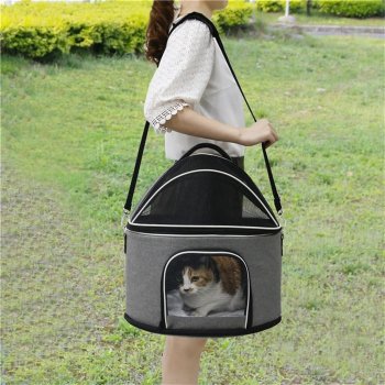 Compact Round Pet Carrier - Breathable, Lightweight, & Portable for Small Dogs and Cats