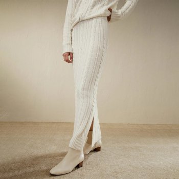 Elegant Wool-Cashmere Maxi Skirt with Side Slit