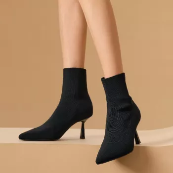High Heel Pointed Toe Black Boots
