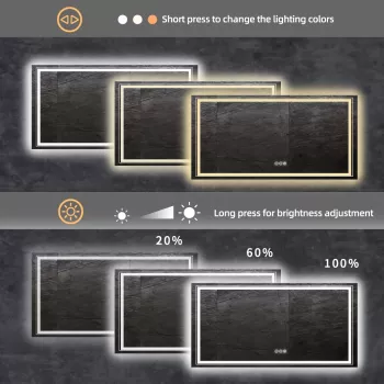 Modern Full-Length LED Lighted Bathroom Mirror with Touch Sensor, Anti-Fog, and Dimmable Features