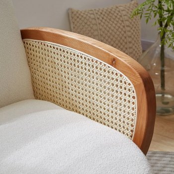 Nordic Rattan Leisure Single Sofa Chair - Solid Wood, Modern Fabric Design