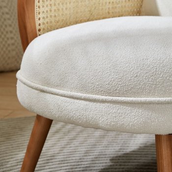 Nordic Rattan Leisure Single Sofa Chair - Solid Wood, Modern Fabric Design
