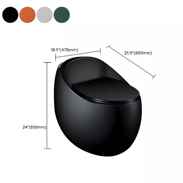 Matte Black Siphon Jet Toilet - Compact Egg-Shaped Design - Image 8