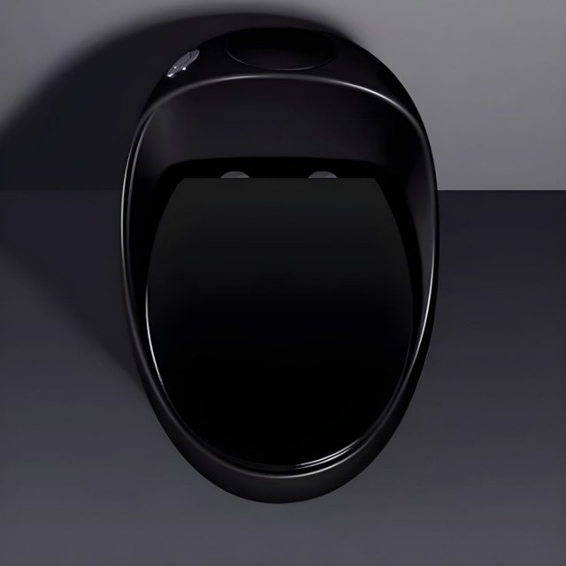 Matte Black Siphon Jet Toilet - Compact Egg-Shaped Design - Image 5