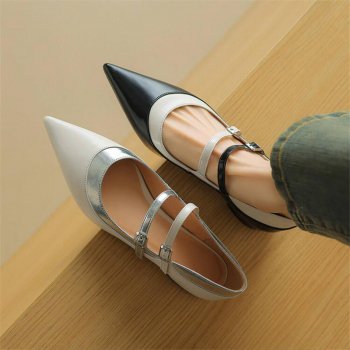 Spring Summer Women's Mixed Color Low Heel Mary Janes