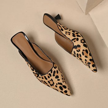 Leopard Print High Heel Mules