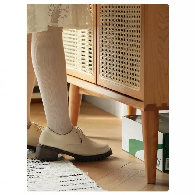 Large Capacity White Oak & Rattan Woven Shoe Cabinet - Image 8