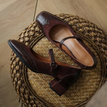 Chic Retro Square Toe Leather Mary Janes