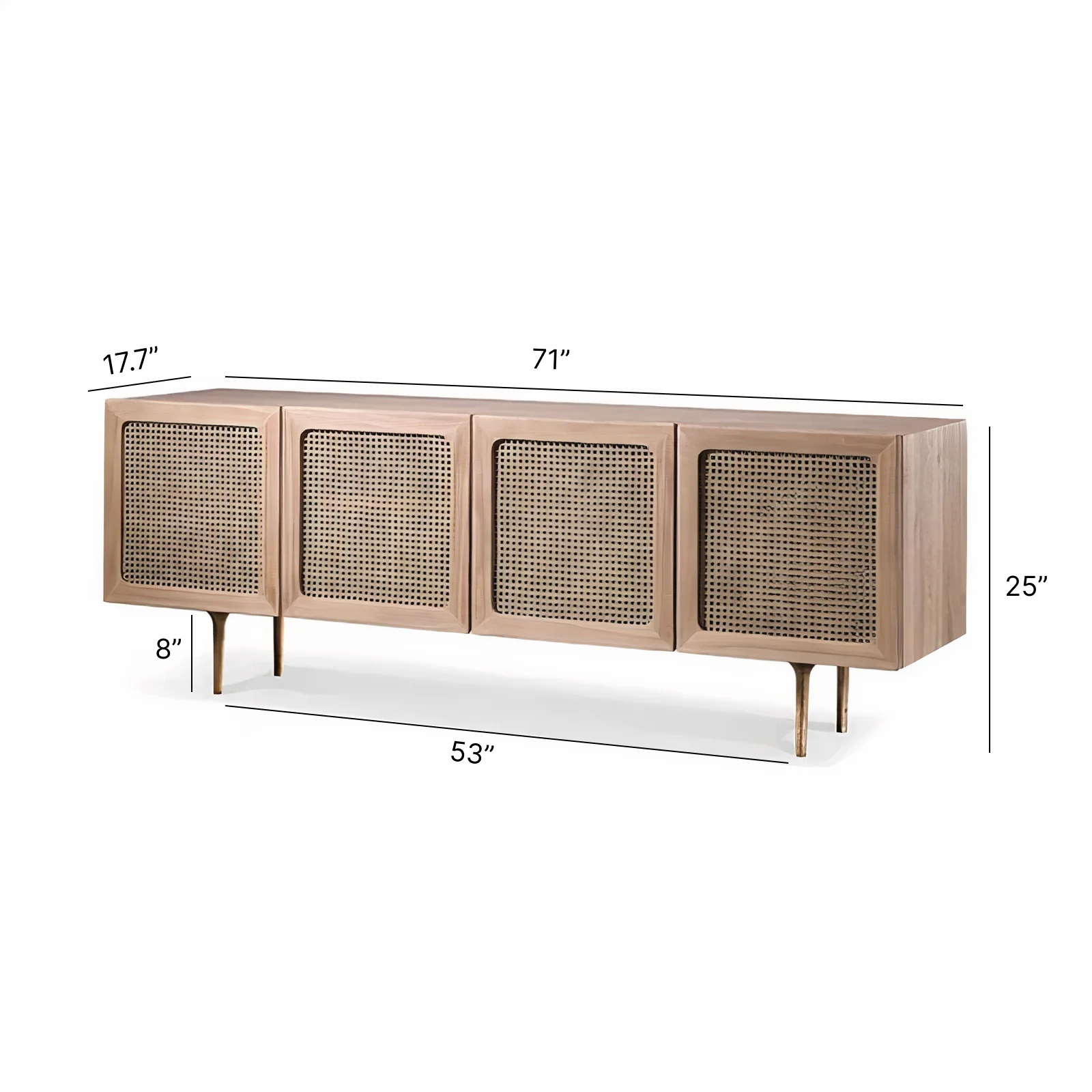 Scandinavian Modern Rattan TV Cabinet - Solid Wood, Multifunctional Living Room Furniture Furniture