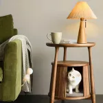 Modern Nordic Pleated Table Lamp - Solid Wood Desk Light with Fabric Shade - Image 5