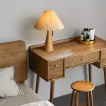 Modern Nordic Pleated Table Lamp - Solid Wood Desk Light with Fabric Shade - Image 6