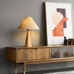 Modern Nordic Pleated Table Lamp - Solid Wood Desk Light with Fabric Shade - Image 7