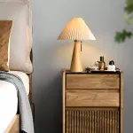 Modern Nordic Pleated Table Lamp - Solid Wood Desk Light with Fabric Shade - Image 4