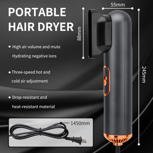 Compact 3-in-1 Hair Styler: Hair Dryer, Straightener & Brush with Negative Ion Technology - Image 4