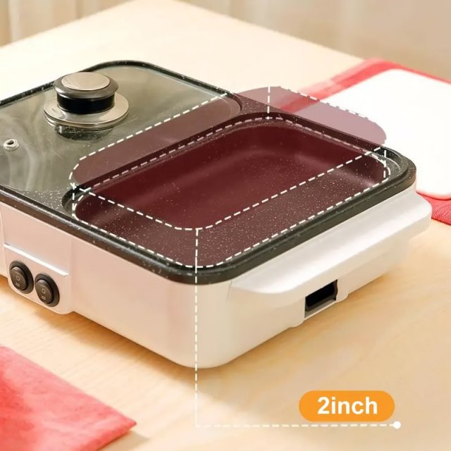 2-in-1 Electric BBQ Grill & Hot Pot with Non-Stick Plate - Image 4