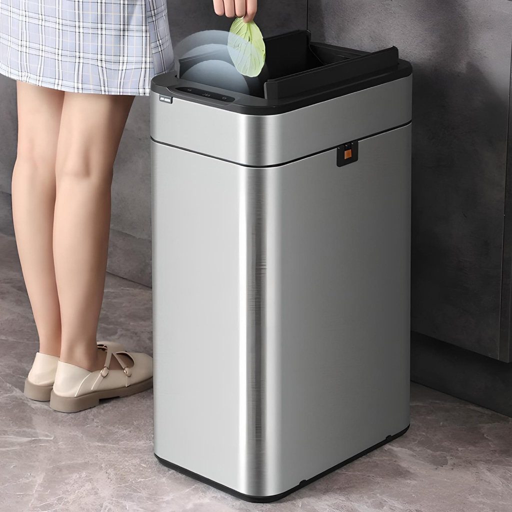 Touchless Stainless Steel Sensor Trash Can – Smart, High Capacity Waste Bin Home Electronics